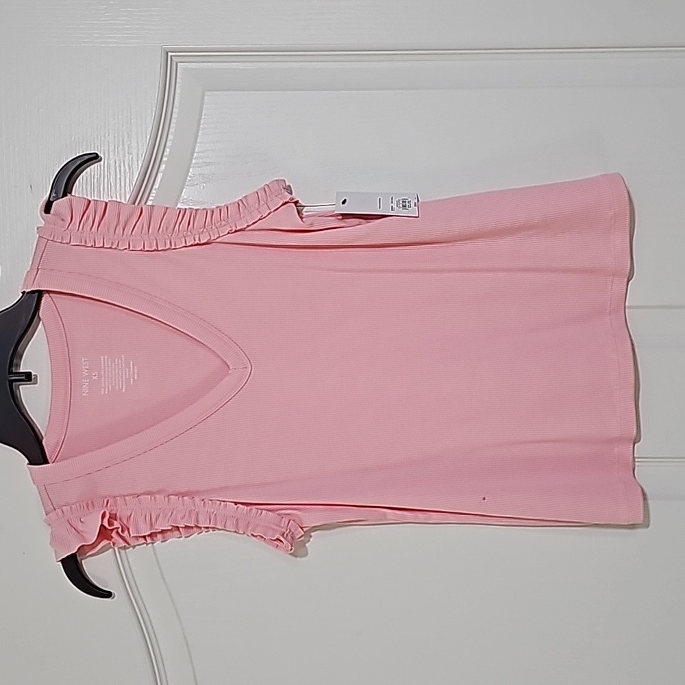 Nine West Bright Coral Embellished Tank